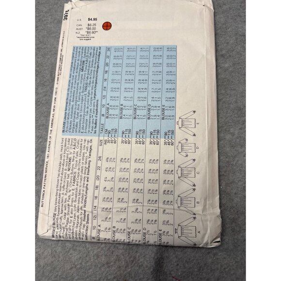 Butterick 3976 Womens Blouse Sewing Pattern Size 8-10-12 Vintage 1986 Uncut - Picture 3 of 5